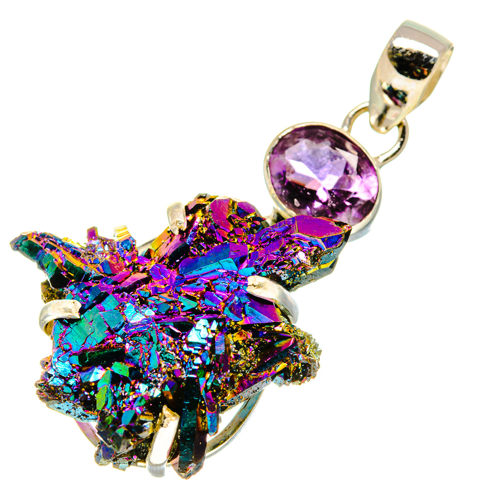 Titanium Sunshine Druzy, Amethyst Pendants handcrafted by Ana Silver Co - PD757701