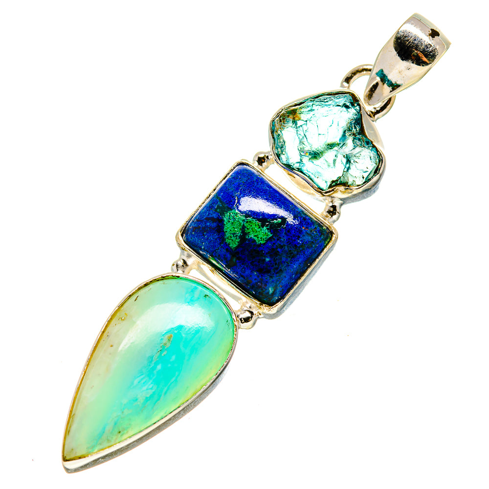 Larimar, Azurite, Blue Fluorite Pendants handcrafted by Ana Silver Co - PD757709