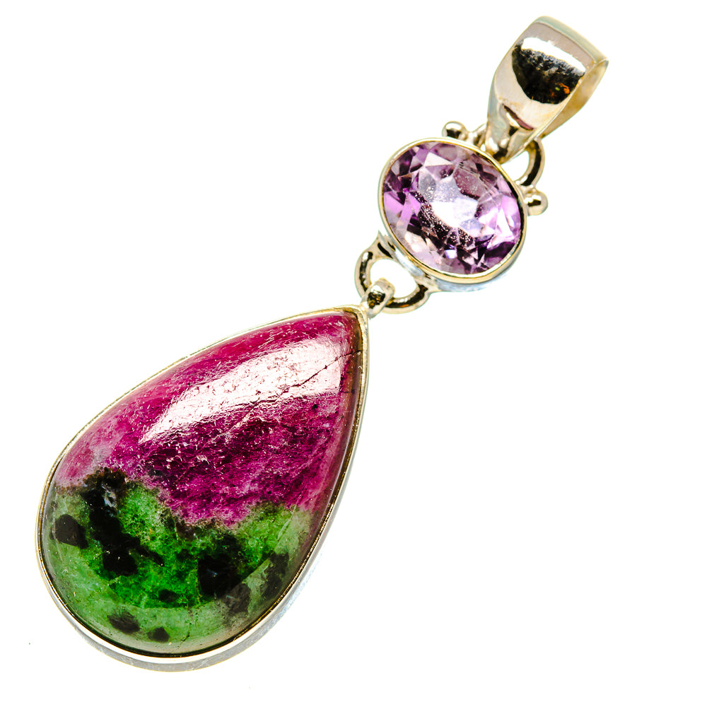 Ruby Zoisite, Amethyst Pendants handcrafted by Ana Silver Co - PD757721
