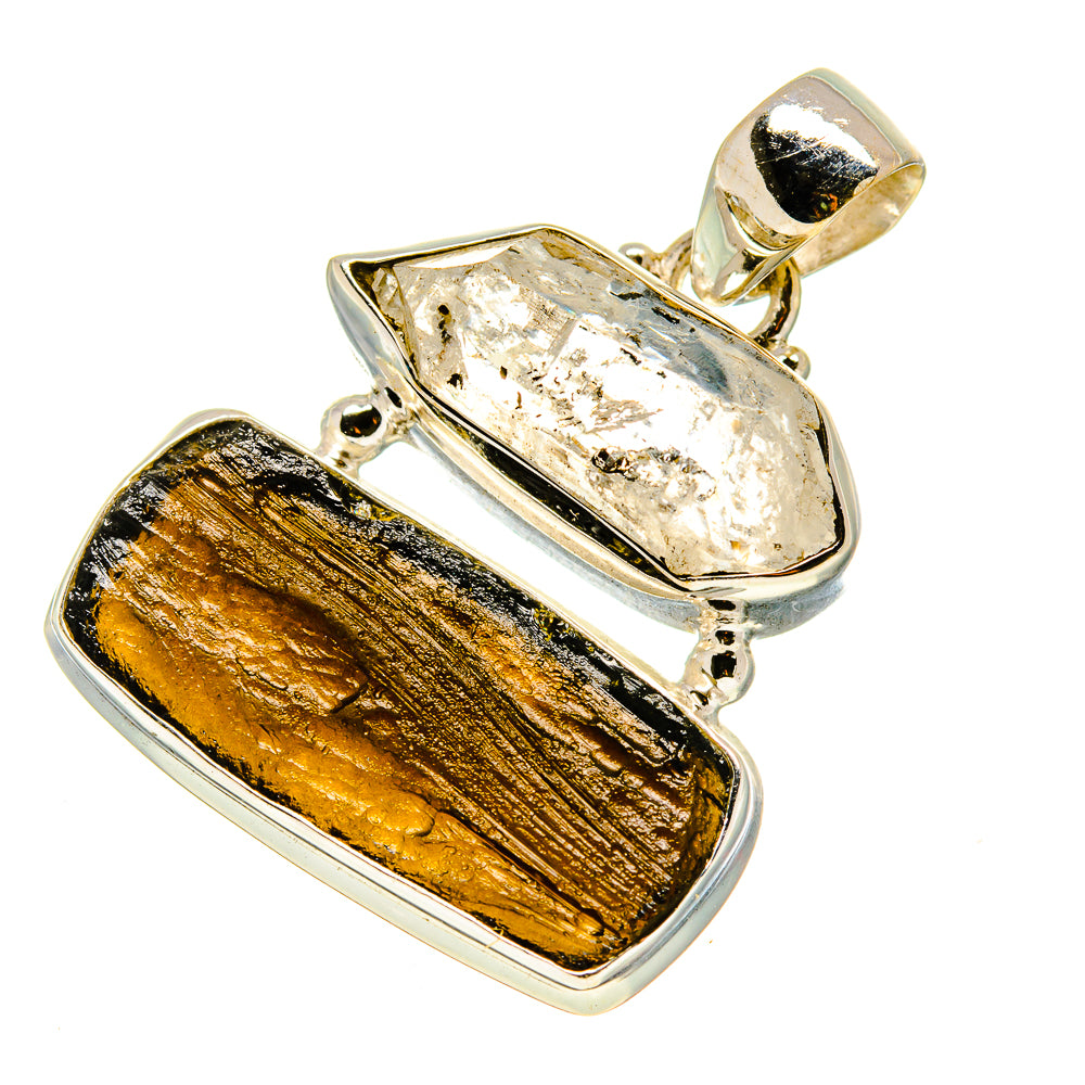 Tektite, Herkimer Diamond Pendants handcrafted by Ana Silver Co - PD757746