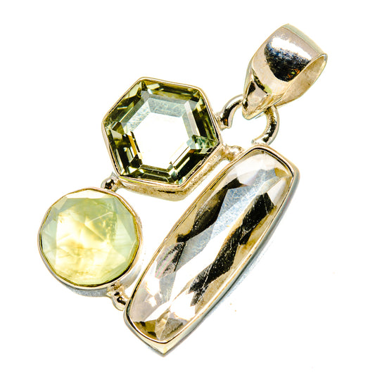 White Quartz, Green Amethyst, Prehnite Pendants handcrafted by Ana Silver Co - PD757749