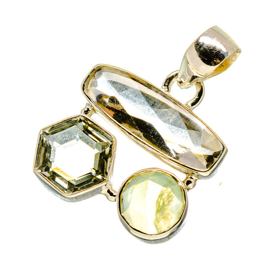 White Quartz, Green Amethyst, Prehnite Pendants handcrafted by Ana Silver Co - PD757750