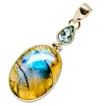 Labradorite, Blue Topaz Pendants handcrafted by Ana Silver Co - PD757769