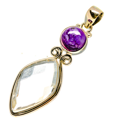 White Quartz, Charoite Pendants handcrafted by Ana Silver Co - PD757770