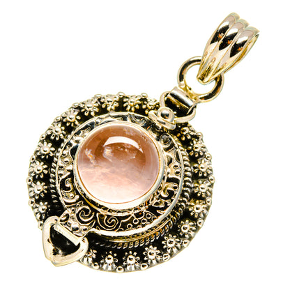 925 sterling silver pendant with oval pink rose quartz stone, detailed round halo, and bail