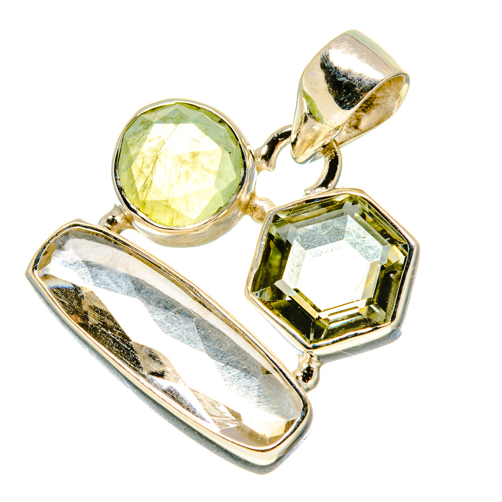 White Quartz, Green Amethyst, Prehnite Pendants handcrafted by Ana Silver Co - PD757793