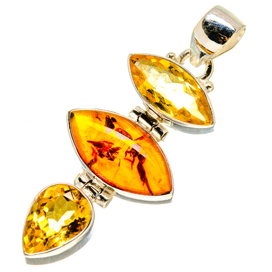 Baltic Amber, Citrine Pendants handcrafted by Ana Silver Co - PD757804