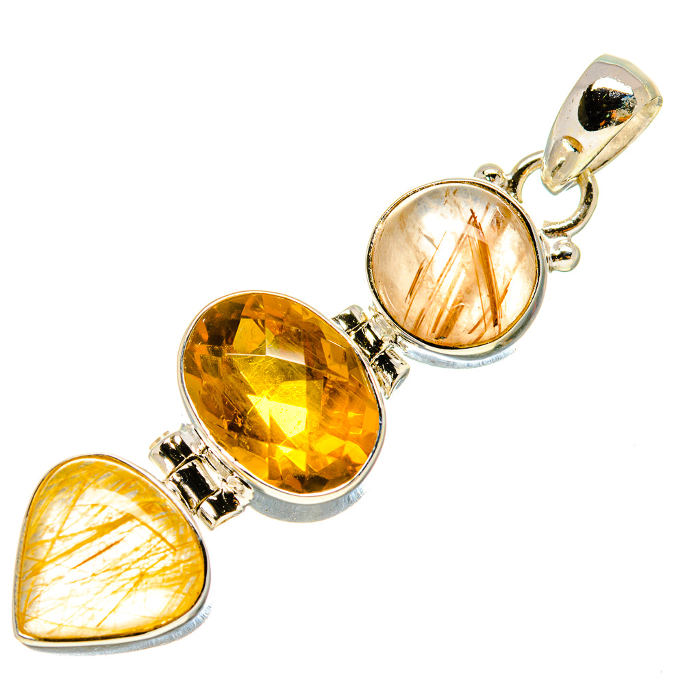 Rutilated Quartz, Mandarin Citrine Pendants handcrafted by Ana Silver Co - PD757805