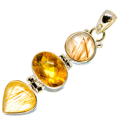 Rutilated Quartz, Mandarin Citrine Pendants handcrafted by Ana Silver Co - PD757805