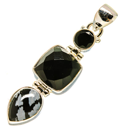Black Onyx, Snowflake Obsidian Pendants handcrafted by Ana Silver Co - PD757808