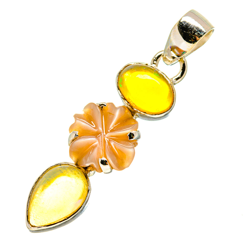 Peach Moonstone, Ethiopian Opal Pendants handcrafted by Ana Silver Co - PD757809