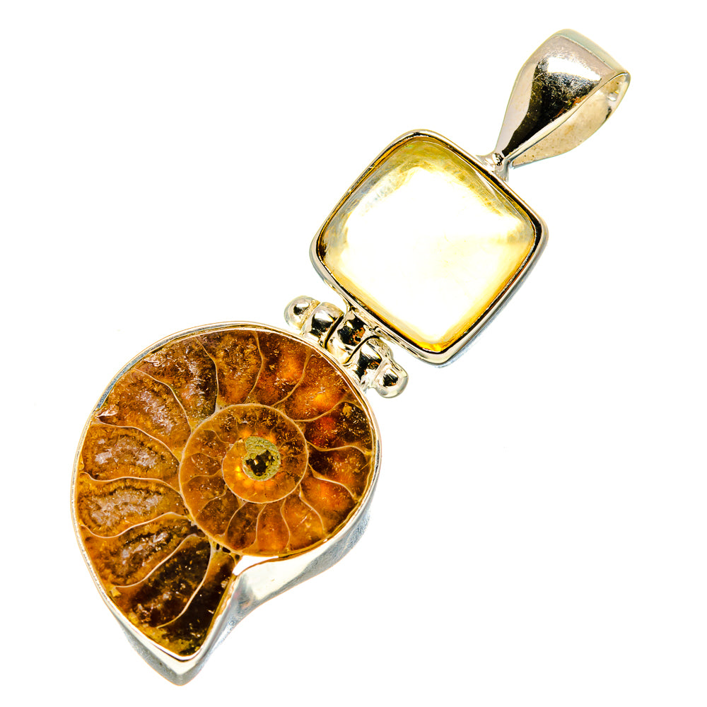 Ammonite Fossil, Citrine Pendants handcrafted by Ana Silver Co - PD757813