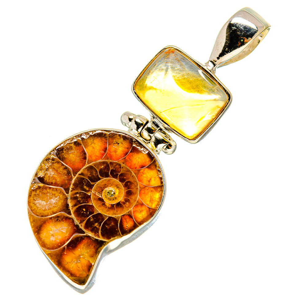 Ammonite Fossil, Citrine Pendants handcrafted by Ana Silver Co - PD757814