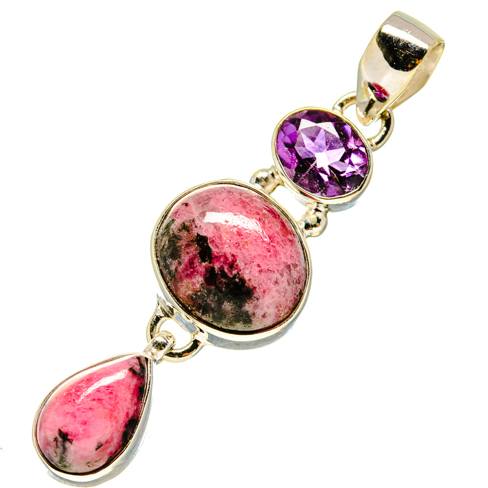 Rhodonite, Amethyst Pendants handcrafted by Ana Silver Co - PD757818