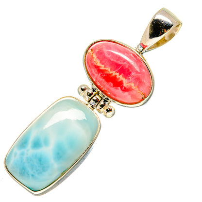 Larimar, Rhodochrosite Pendants handcrafted by Ana Silver Co - PD757820