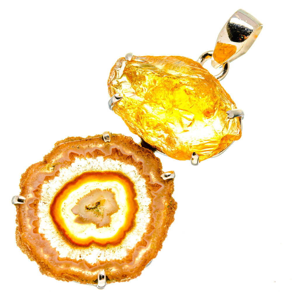Orange Solar Quartz Pendants handcrafted by Ana Silver Co - PD757864