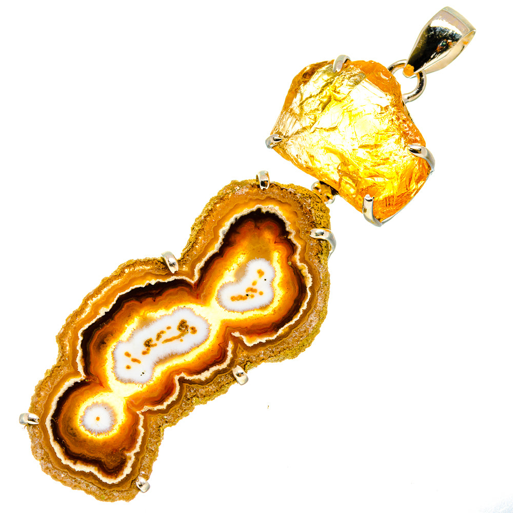 Orange Solar Quartz Pendants handcrafted by Ana Silver Co - PD757875