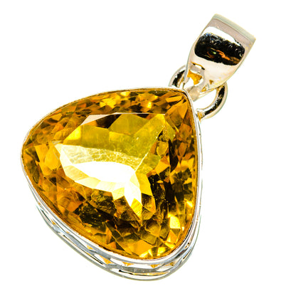 Faceted citrine pear pendant in polished sterling silver with bail loop