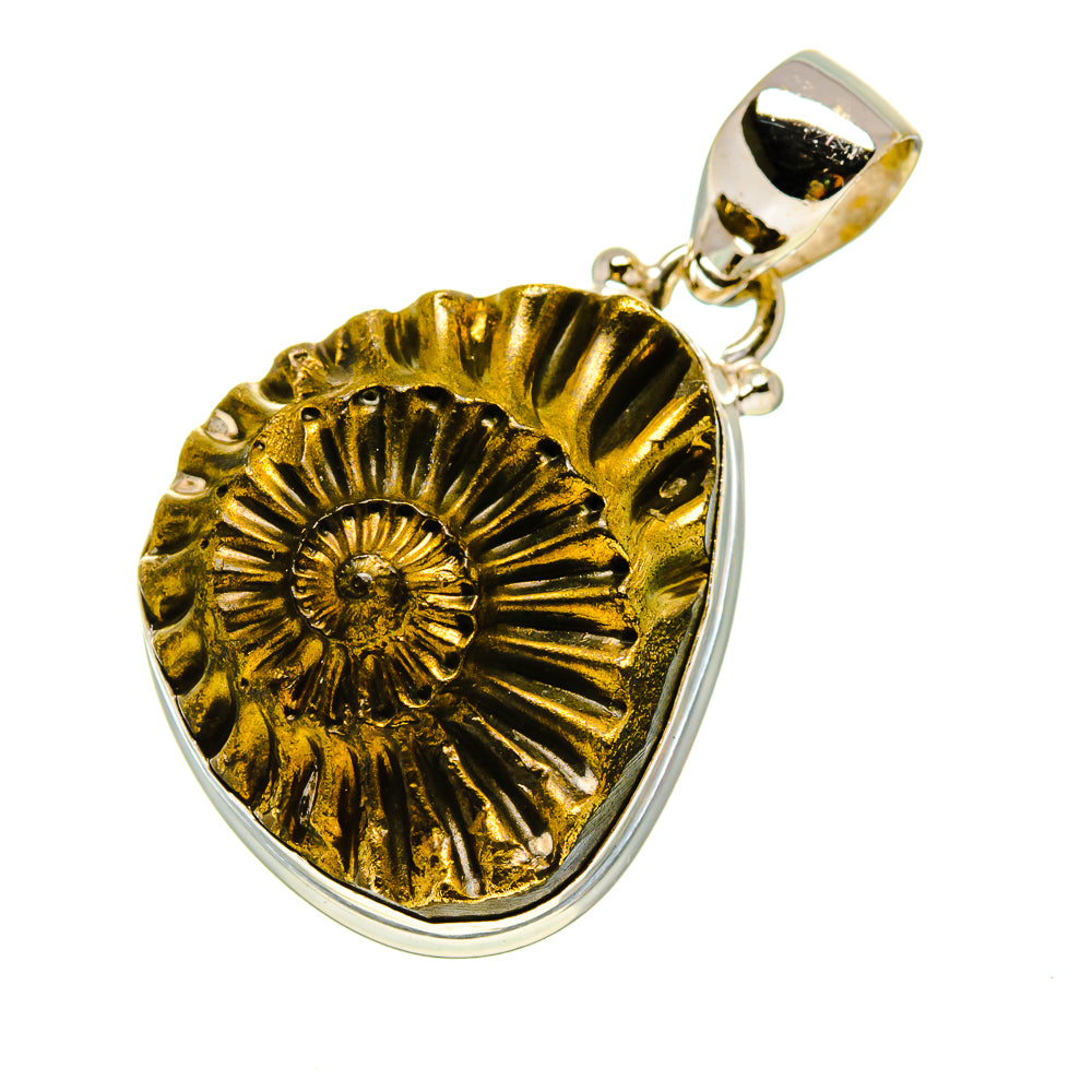 Pyrite Fossil Pendants handcrafted by Ana Silver Co - PD758135