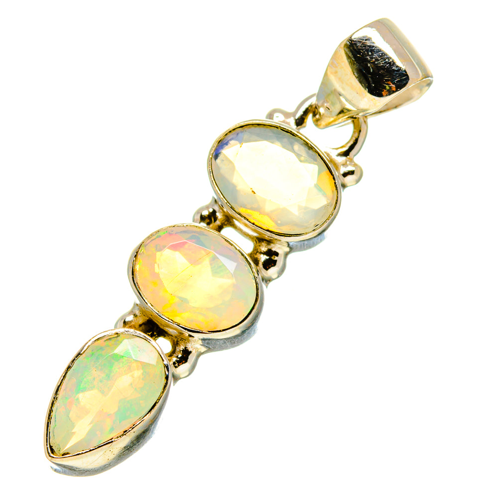 Sterling silver opal pendant with three oval Ethiopian opal stones and round loop bail