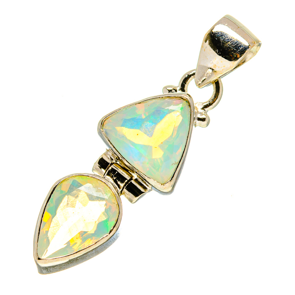Opal pendant with three faceted pear-cut stones and 925 sterling silver bail