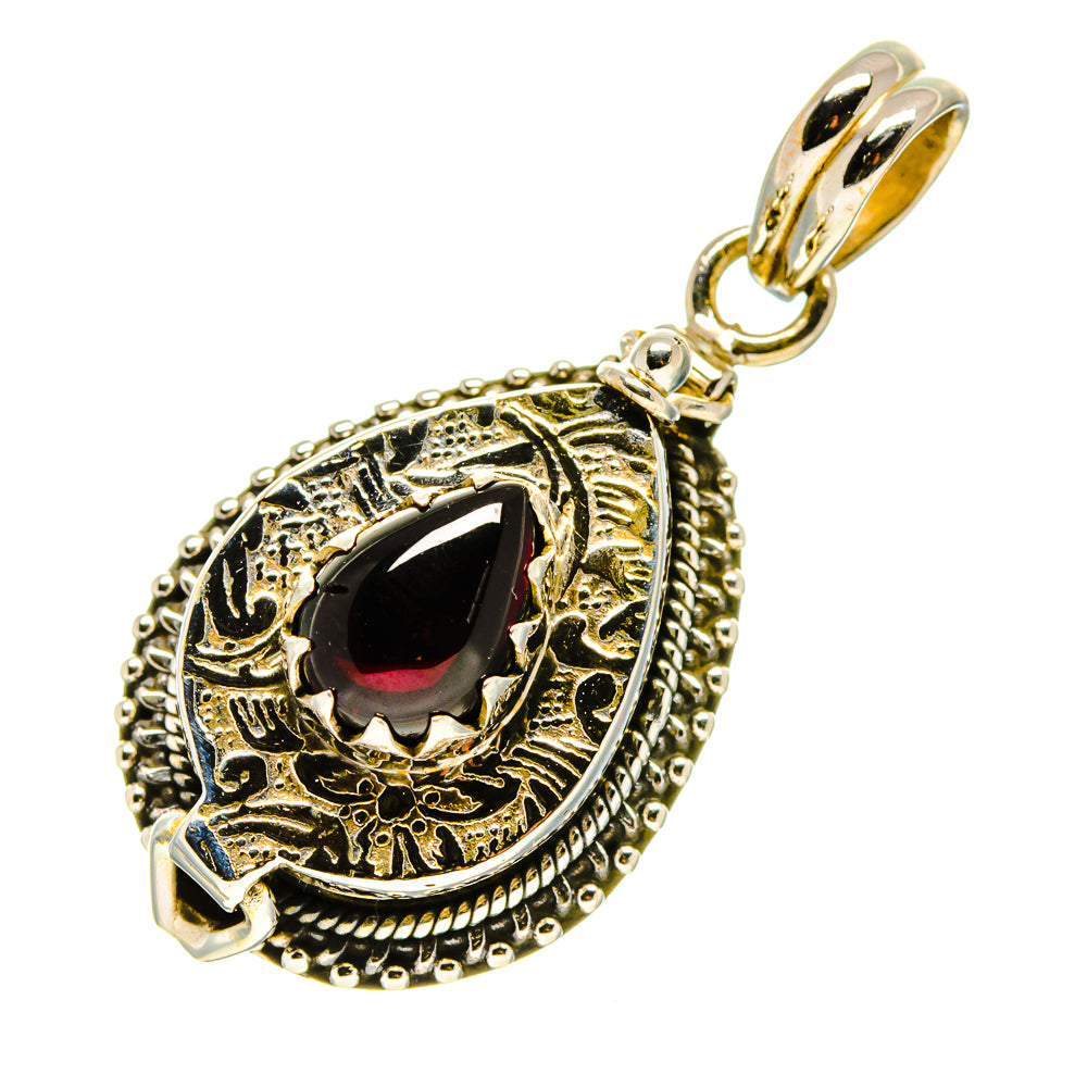 Poison garnet pendant, 925 sterling silver teardrop bezel with dark red gemstone