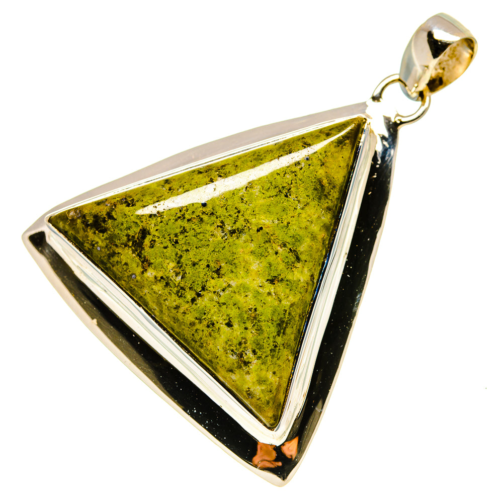 Triangular Rainforest Jasper pendant in 925 sterling silver with bail