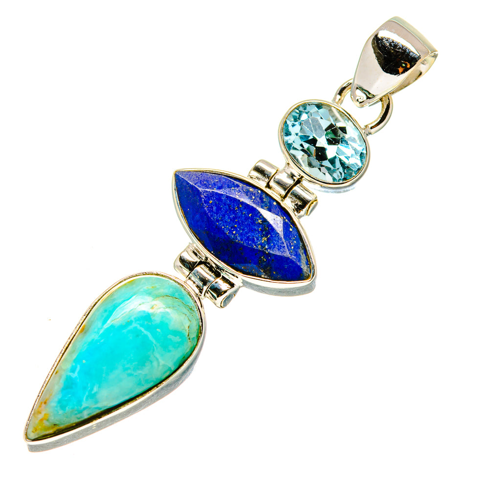 Peruvian Amazonite, Lapis Lazuli, Blue Topaz Pendants handcrafted by Ana Silver Co - PD758731