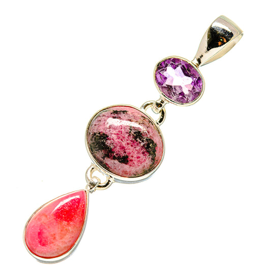 Rhodonite, Rhodochrosite, Amethyst Pendants handcrafted by Ana Silver Co - PD758735