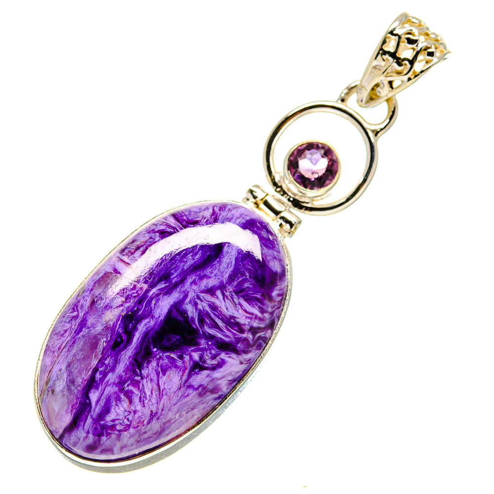 Charoite, Amethyst Pendants handcrafted by Ana Silver Co - PD758737