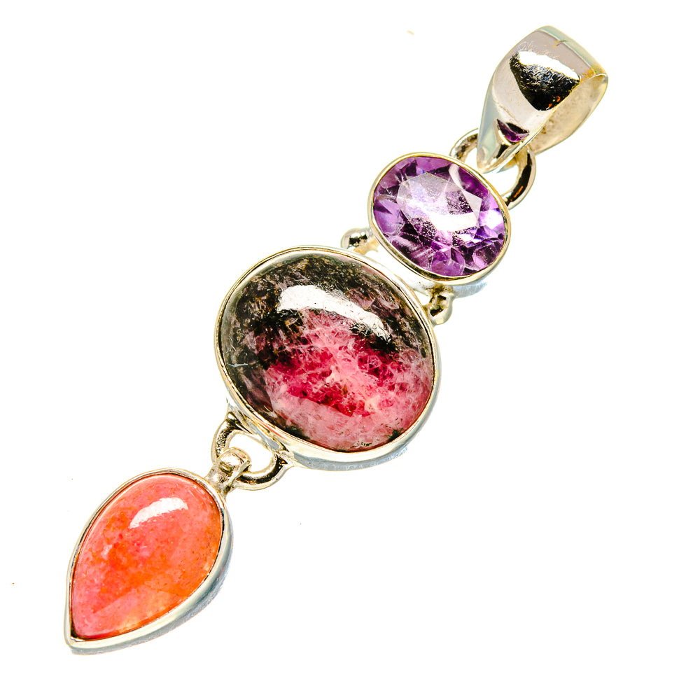 Rhodonite, Rhodochrosite, Amethyst Pendants handcrafted by Ana Silver Co - PD758740