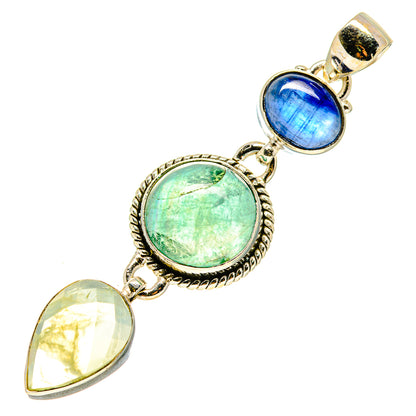 Green Fluorite, Prehnite, Kyanite Pendants handcrafted by Ana Silver Co - PD758741