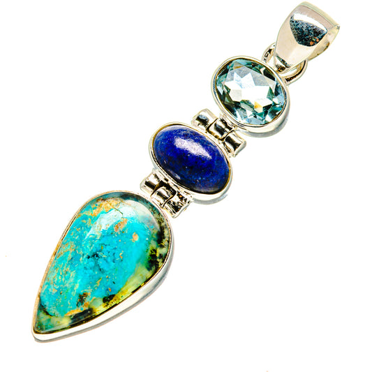 Australian Green Opal, Lapis Lazuli, Blue Topaz Pendants handcrafted by Ana Silver Co - PD758746