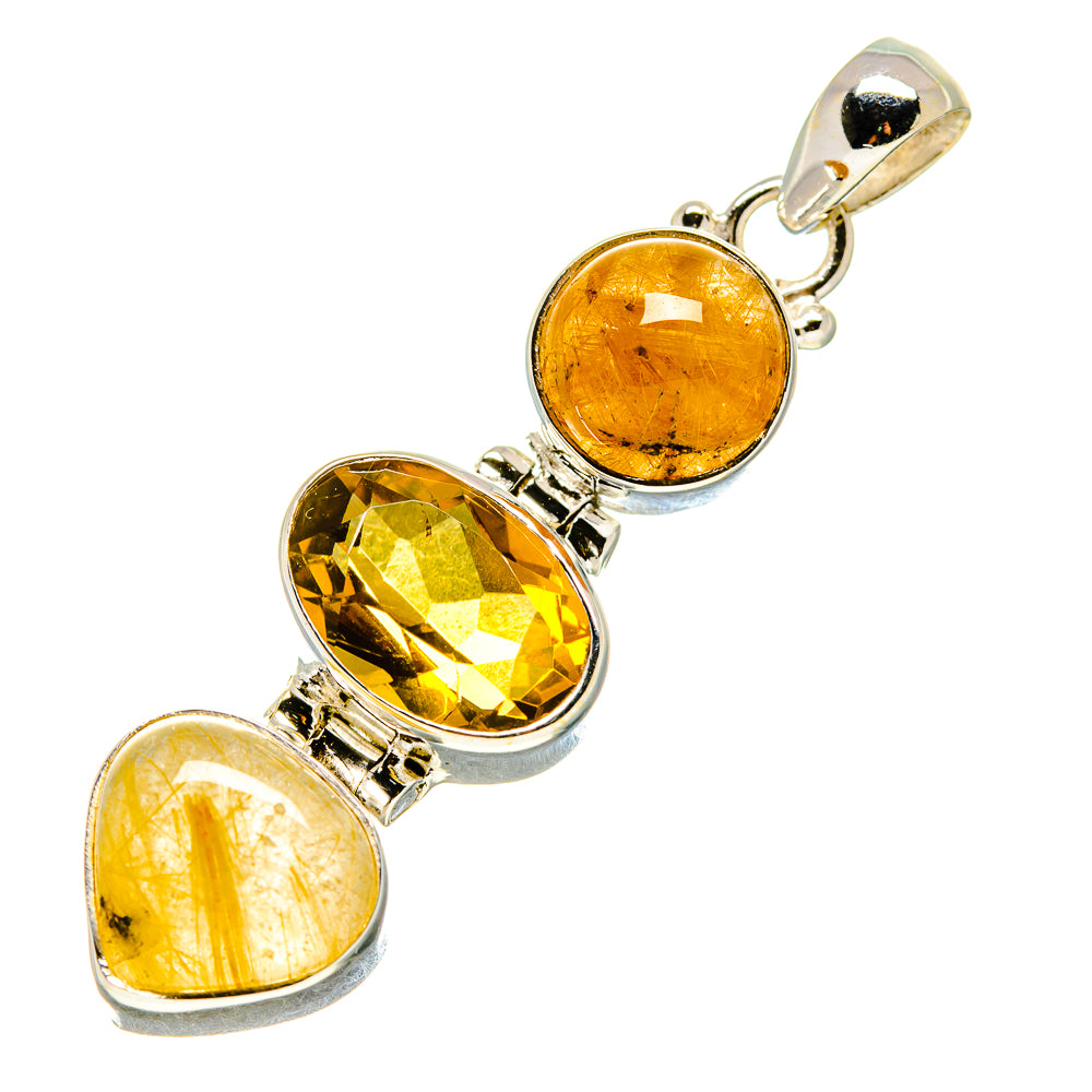 Citrine, Rutilated Quartz Pendants handcrafted by Ana Silver Co - PD758748