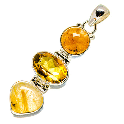 Citrine, Rutilated Quartz Pendants handcrafted by Ana Silver Co - PD758748