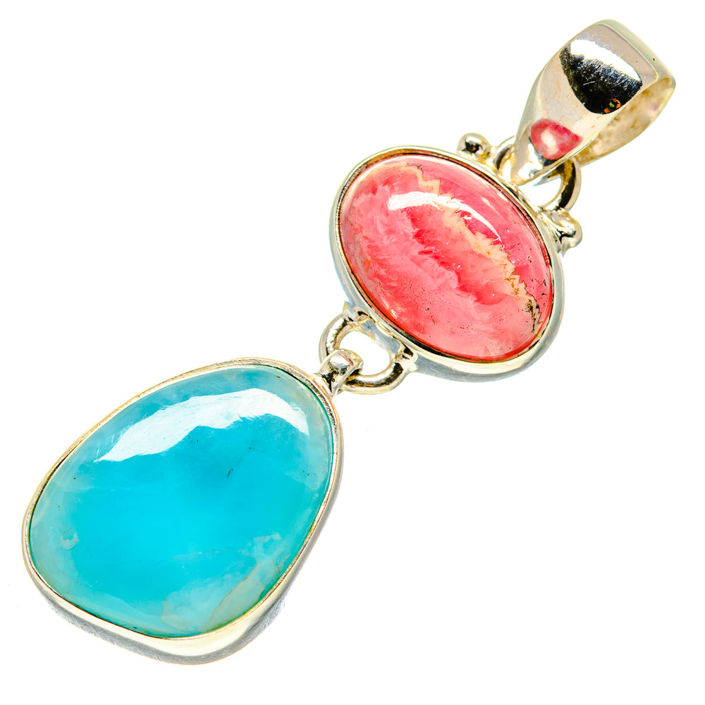 Larimar, Rhodochrosite Pendants handcrafted by Ana Silver Co - PD758752