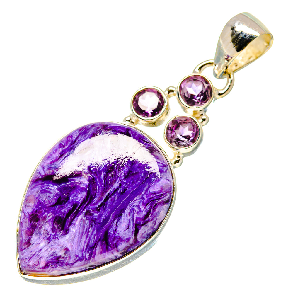 Charoite, Amethyst Pendants handcrafted by Ana Silver Co - PD758755