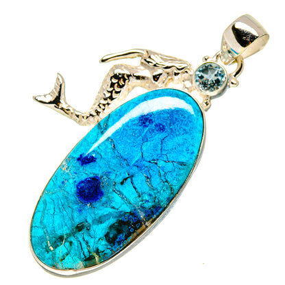 Shattuckite, Blue Topaz Mermaid Pendants handcrafted by Ana Silver Co - PD758763