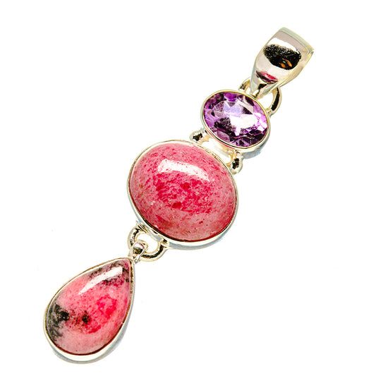 Rhodonite, Rhodochrosite, Amethyst Pendants handcrafted by Ana Silver Co - PD758764