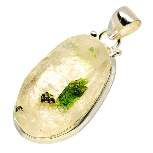 Green Tourmaline In Quartz Pendants handcrafted by Ana Silver Co - PD759284