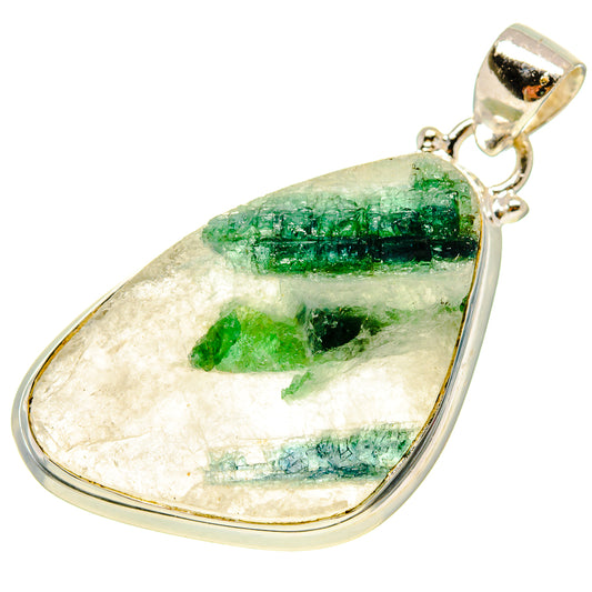Green Tourmaline In Quartz Pendants handcrafted by Ana Silver Co - PD759290