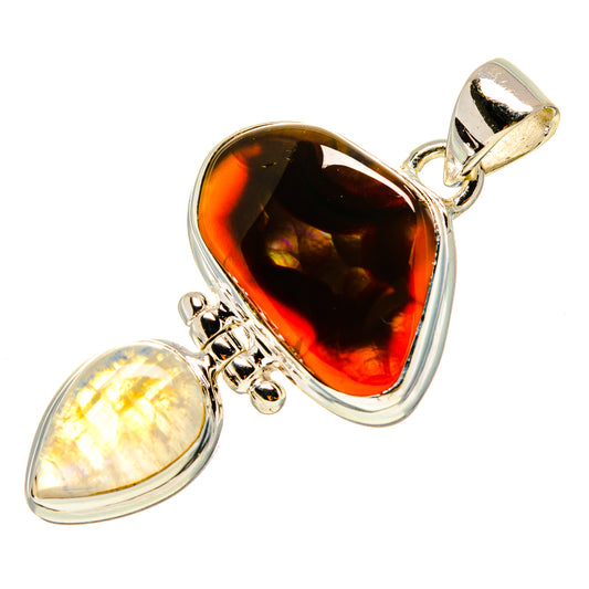 Mexican Fire Agate Pendants handcrafted by Ana Silver Co - PD759299