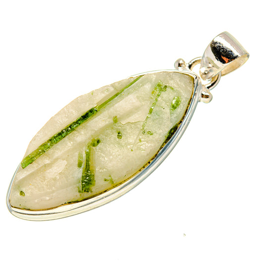 Green Tourmaline In Quartz Pendants handcrafted by Ana Silver Co - PD759343