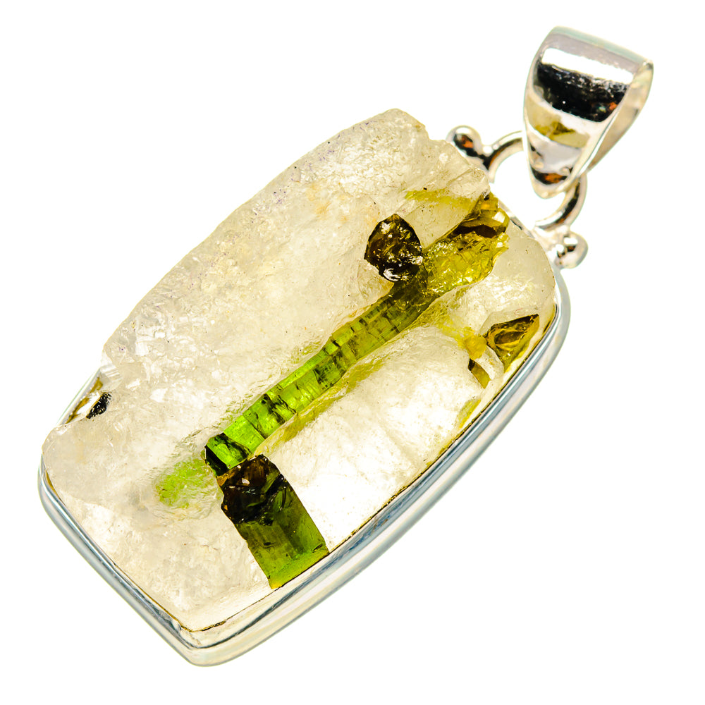 Green Tourmaline In Quartz Pendants handcrafted by Ana Silver Co - PD759366