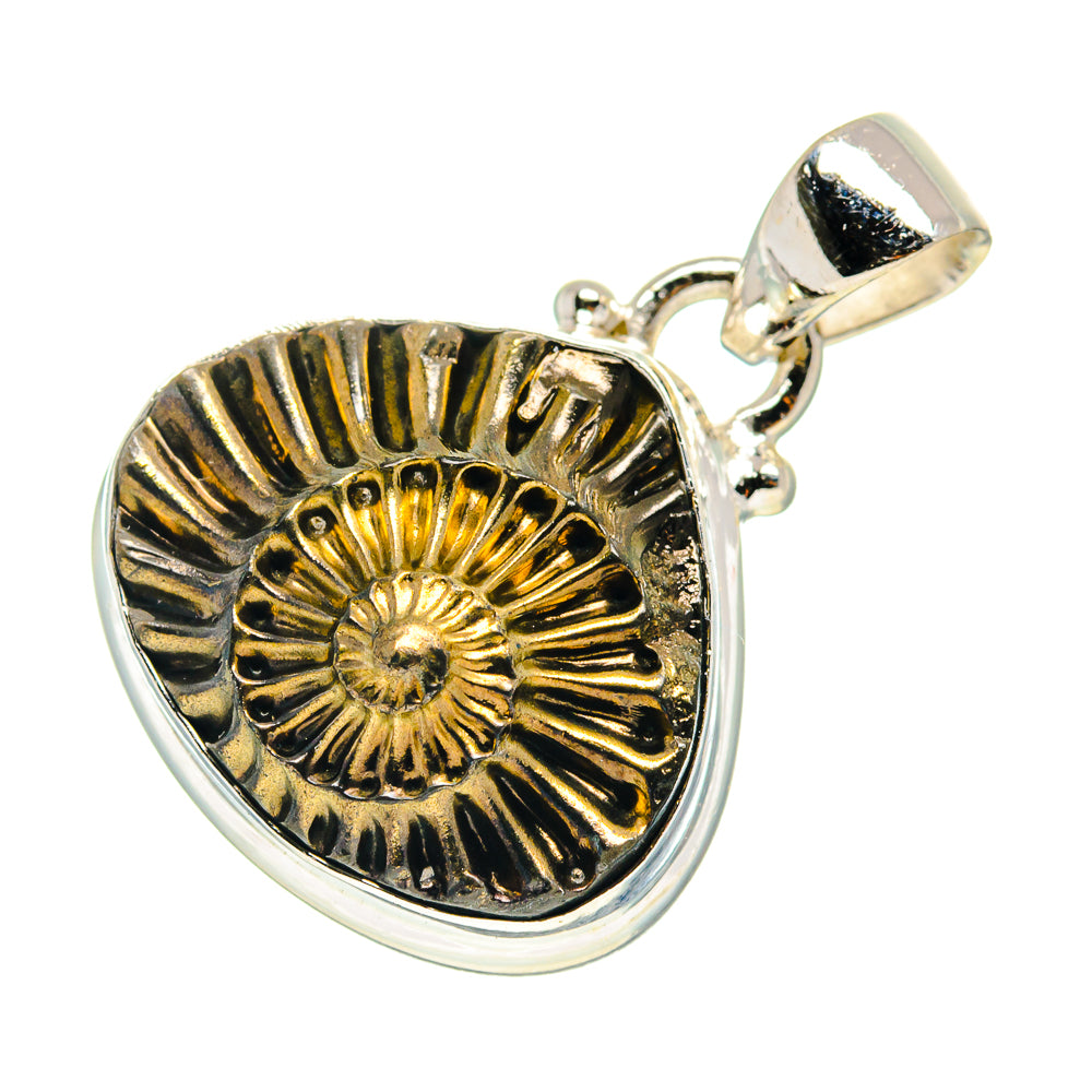 Pyrite Fossil Pendants handcrafted by Ana Silver Co - PD759416