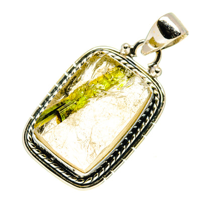 Green Tourmaline In Quartz Pendants handcrafted by Ana Silver Co - PD759463