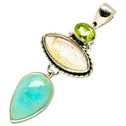Peruvian Amazonite Pendants handcrafted by Ana Silver Co - PD759494