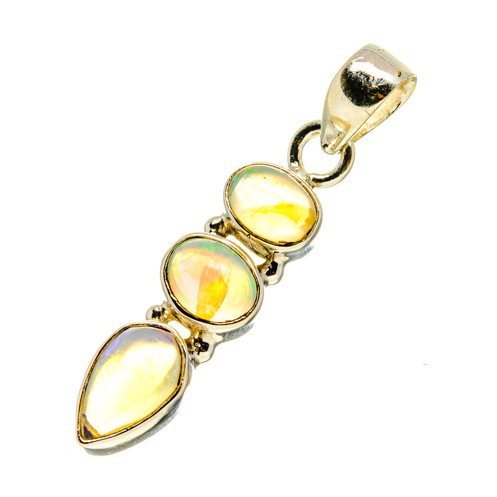 Opal pendant with three oval opal stones in 925 sterling silver setting