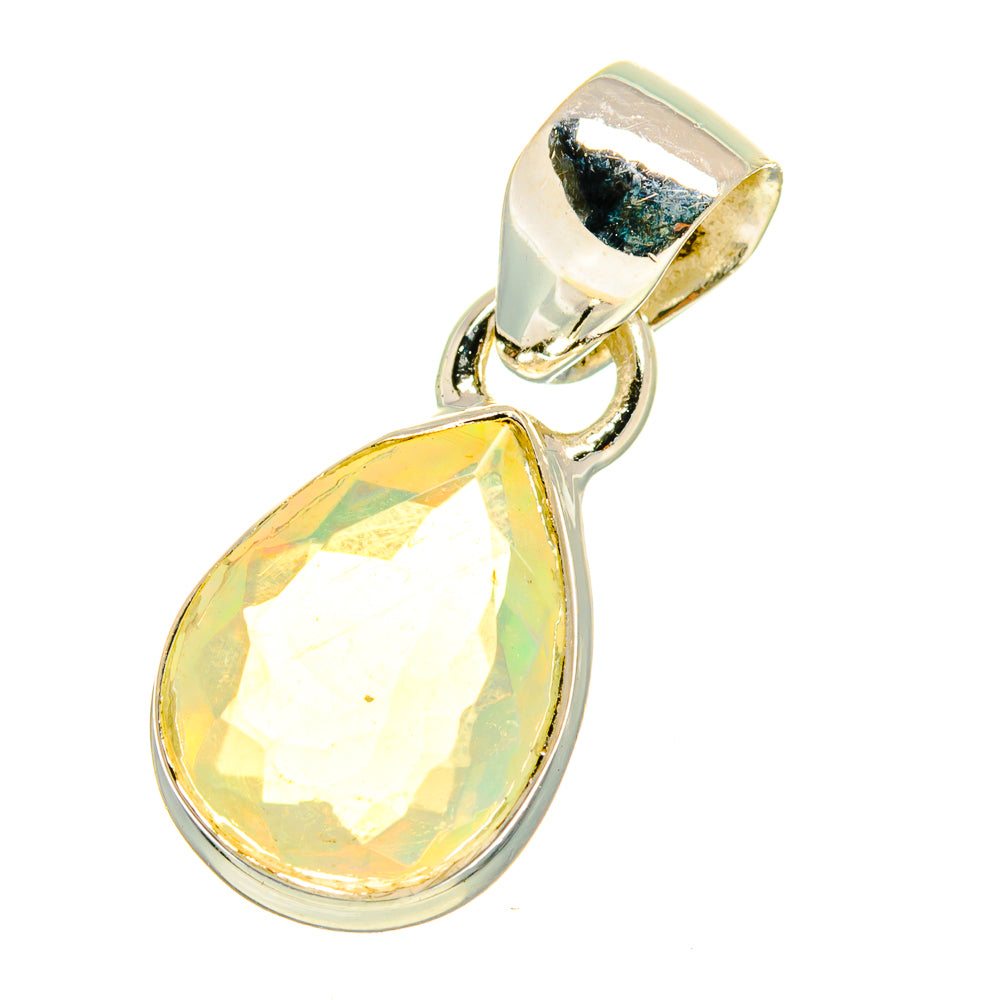 Sterling silver opal pendant with faceted teardrop gemstone and hinged bail