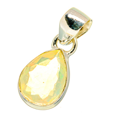 Sterling silver opal pendant with faceted teardrop gemstone and hinged bail